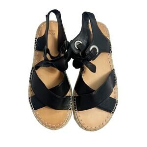 FRYE AND CO WOMEN BLACK BOW SANDALS SIZE 8.5 NO BOX